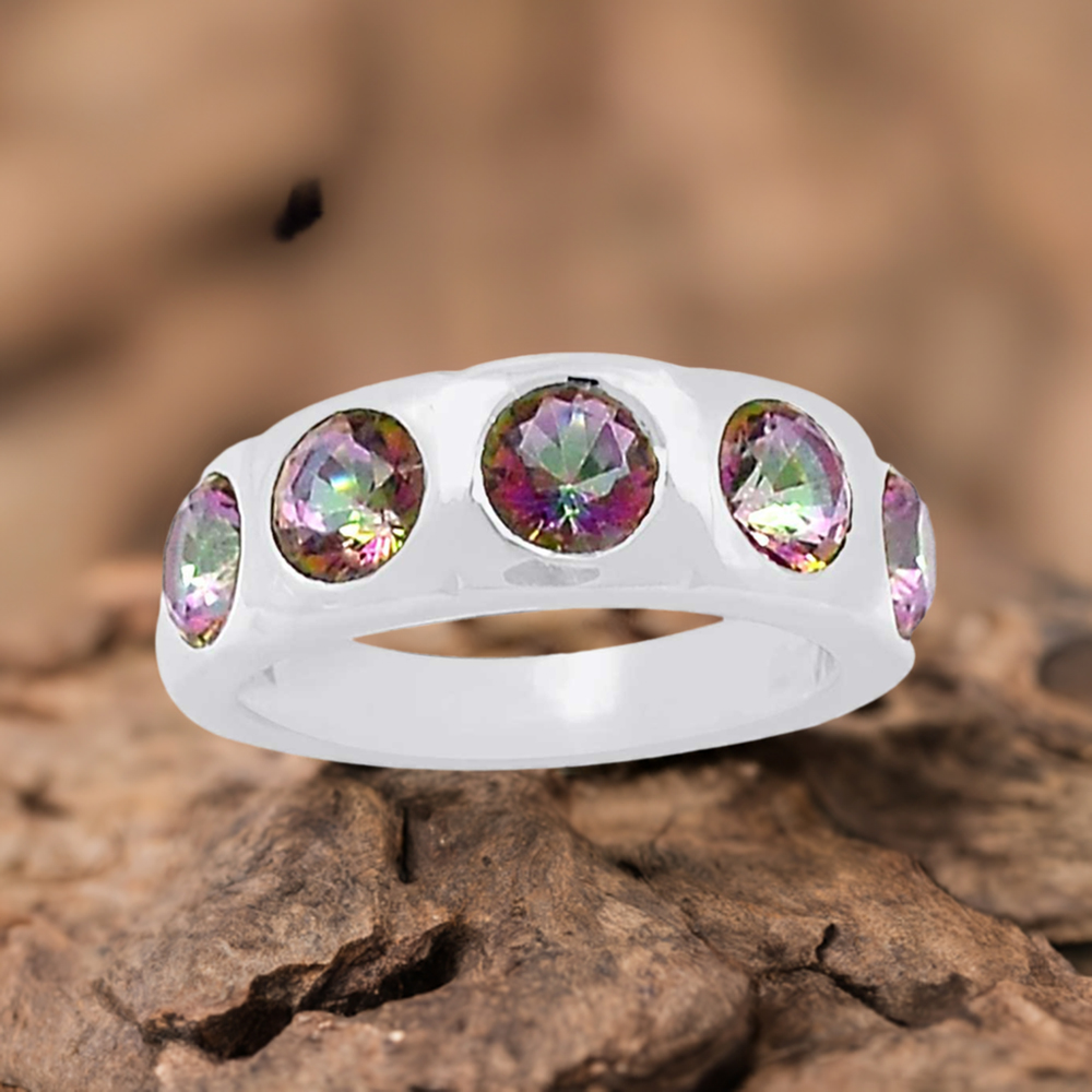Stunning Mystic Topaz Gemstone Handmade Ring In 925 Silver 925SR071-3