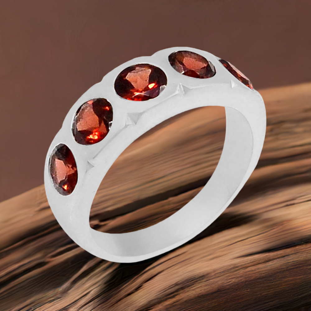 Garnet Gemstone Handmade Ring In 925 Silver 925SR071-4