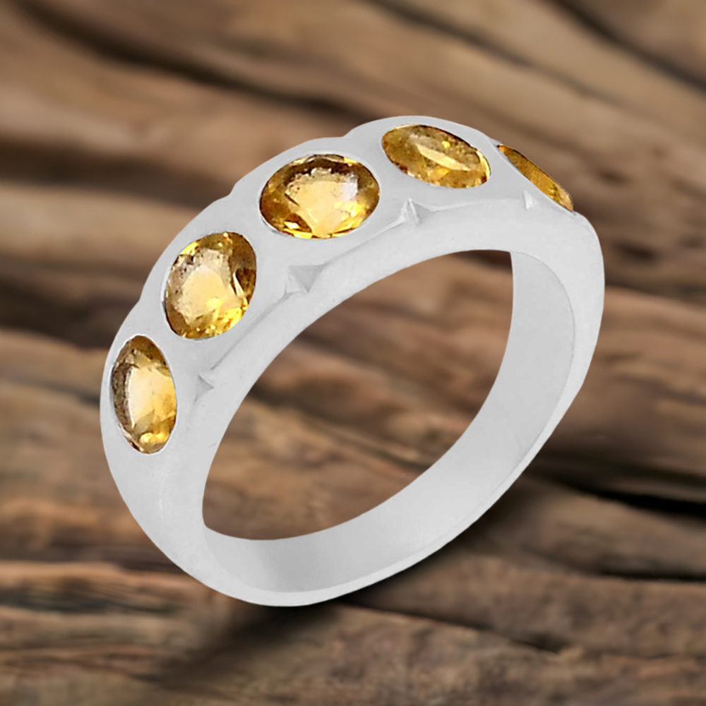 Semi Precious Citrine Gemstone Handmade Ring In 925 Silver 925SR071-5