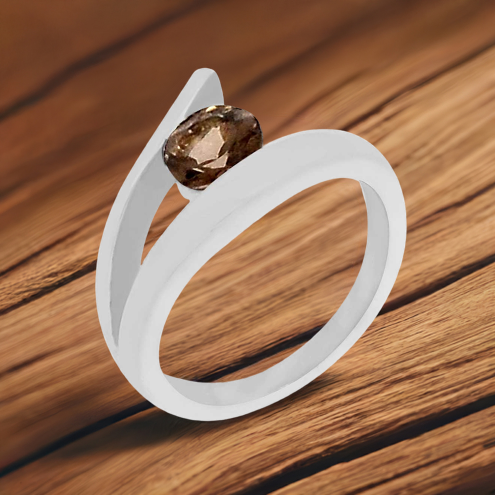 Stunning Smoky Quartz Semi Precious Gemstone Ring In 925 Silver 925SR073-1