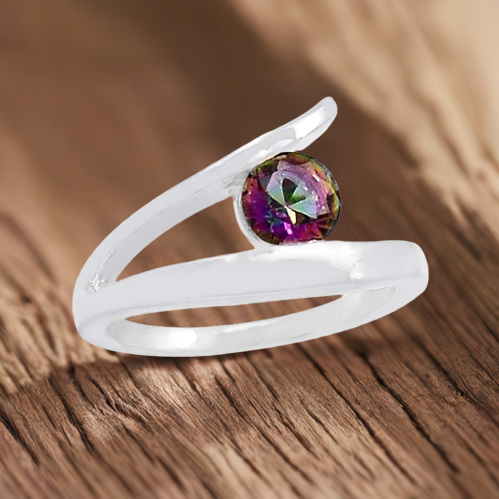 Natural Mystic Topaz Gemstone Ring In 925 Silver 925SR073-2