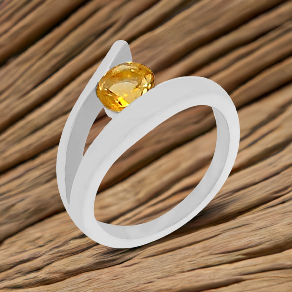 November Birthstone Citrine Silver Rings 925SR073-4