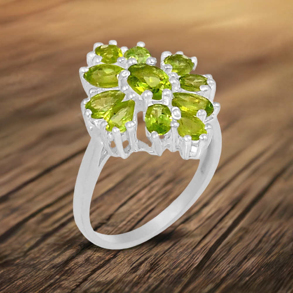Genuine Peridot Gemstone Ring In 925 Sterling Silver 925SR074