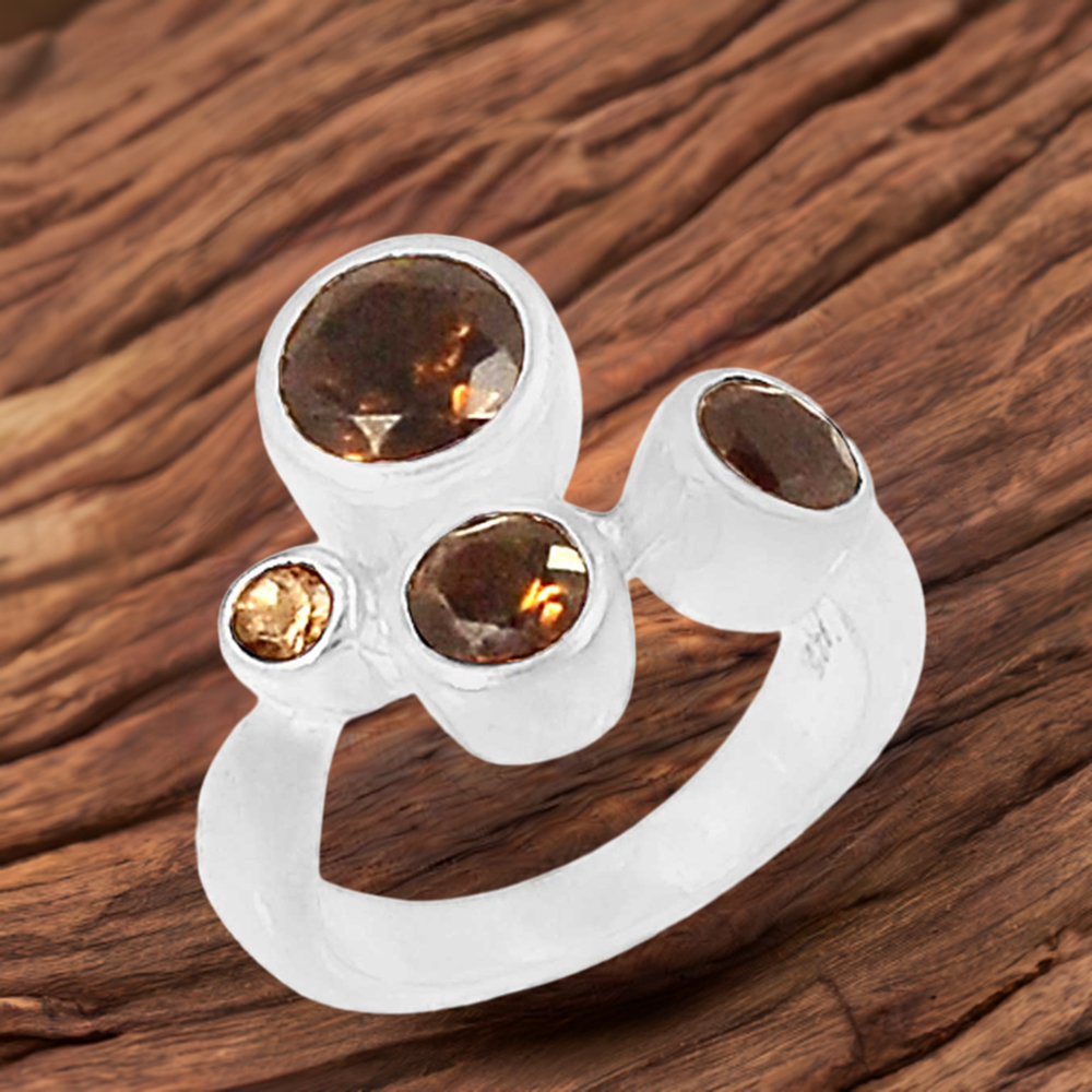 Stunning Smoky Quartz Gemstone Ring In 925 Sterling Silver 925SR075-1
