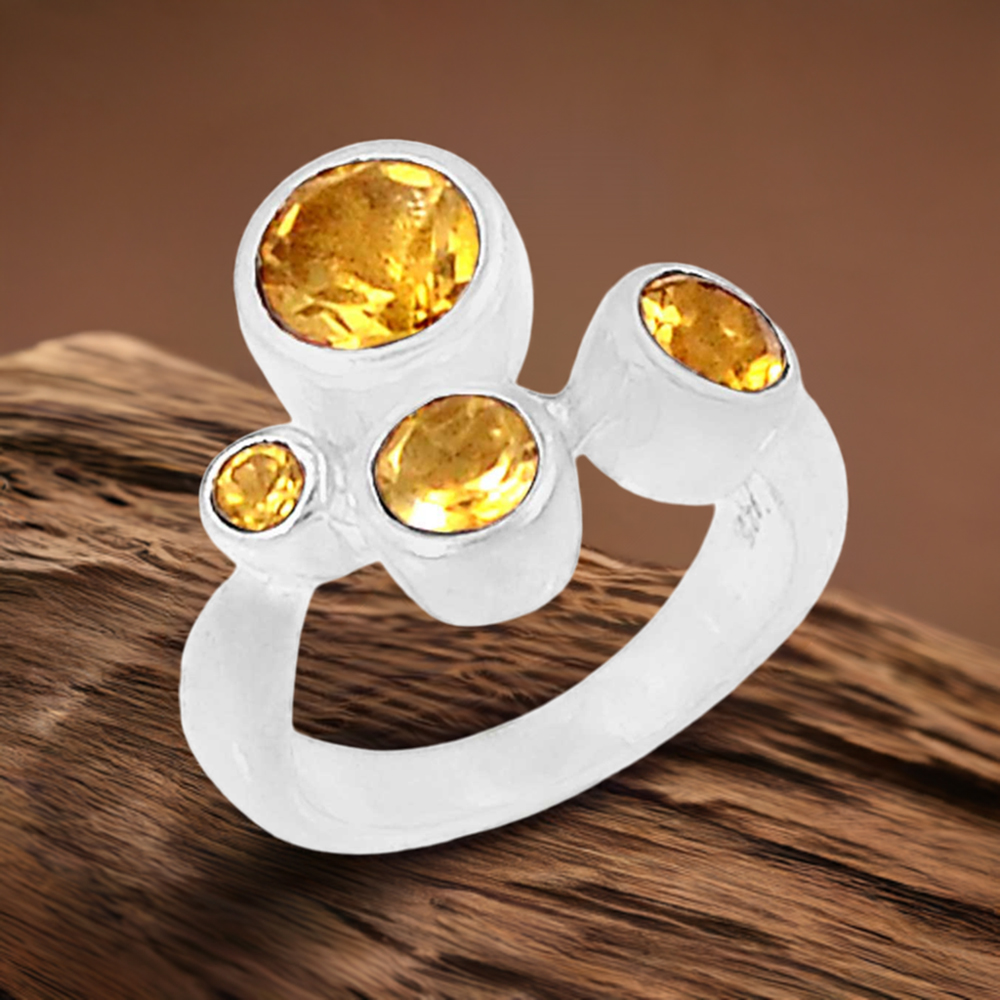 Natural Citrine Gemstone Handmade Ring In 925 Sterling Silver 925SR075-4
