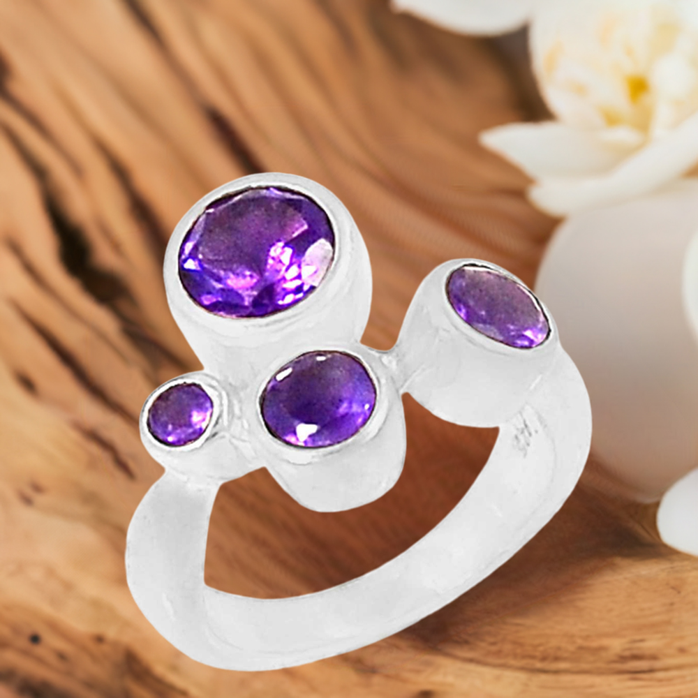 Stunning Amethyst Gemstone Handmade Ring In 925 Sterling Silver 925SR075-6