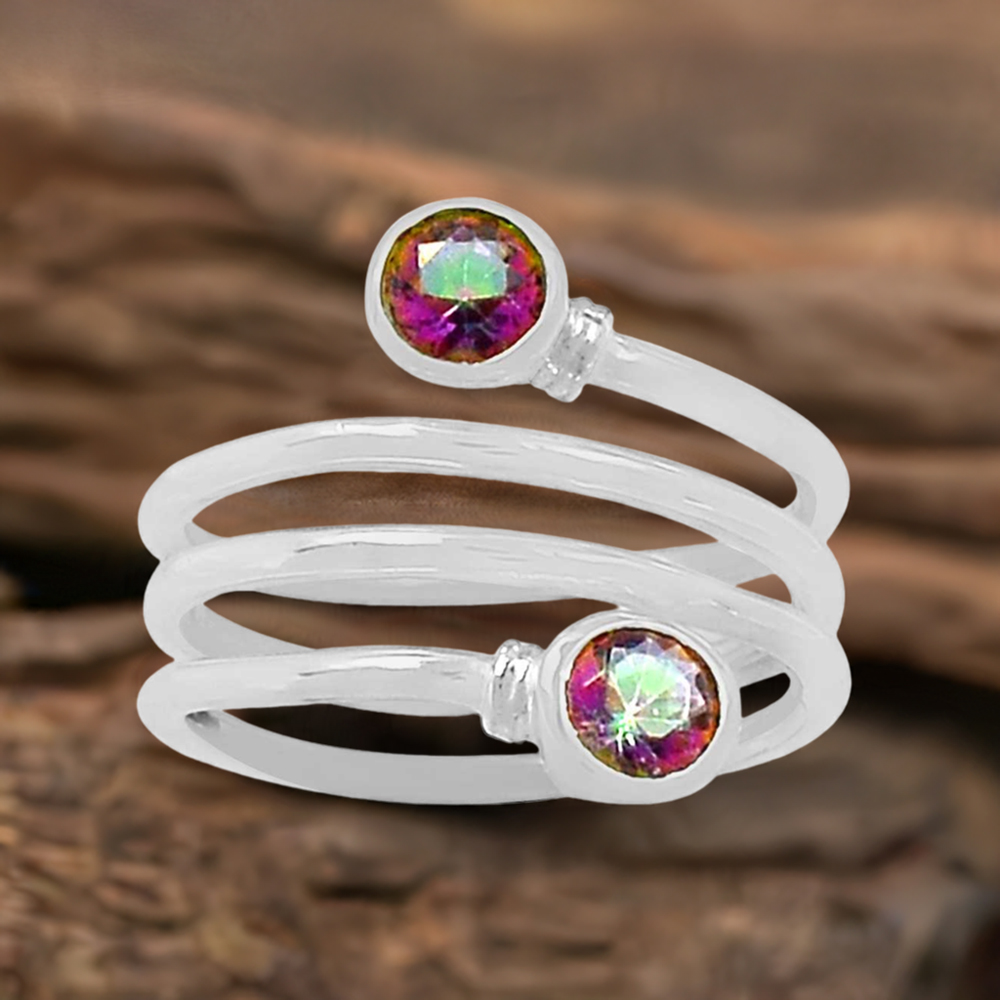 Semi Precious Mystic Topaz Gemstone Handmade Ring In 925 Sterling Silver 925SR076-2