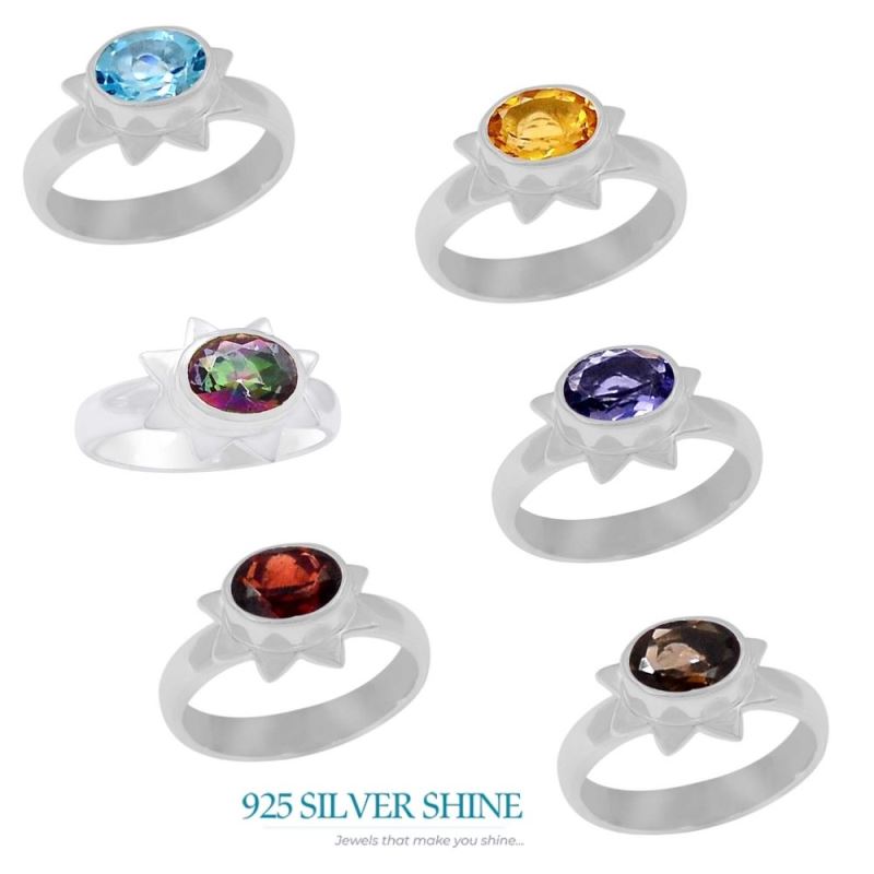 Lotus Sterling Silver Garnet Rings 925SR077-4_1
