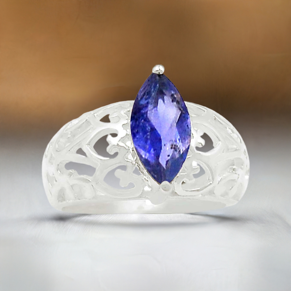 Filigree Design Sterling Silver Iolite Rings 925SR078-3