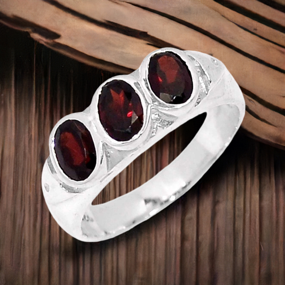 Genuine Garnet Gemstone Ring In Solid Silver 925SR079-5