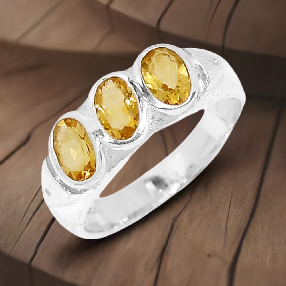 Natural Citrine Gemstone Ring In 925 Solid Silver 925SR079-6