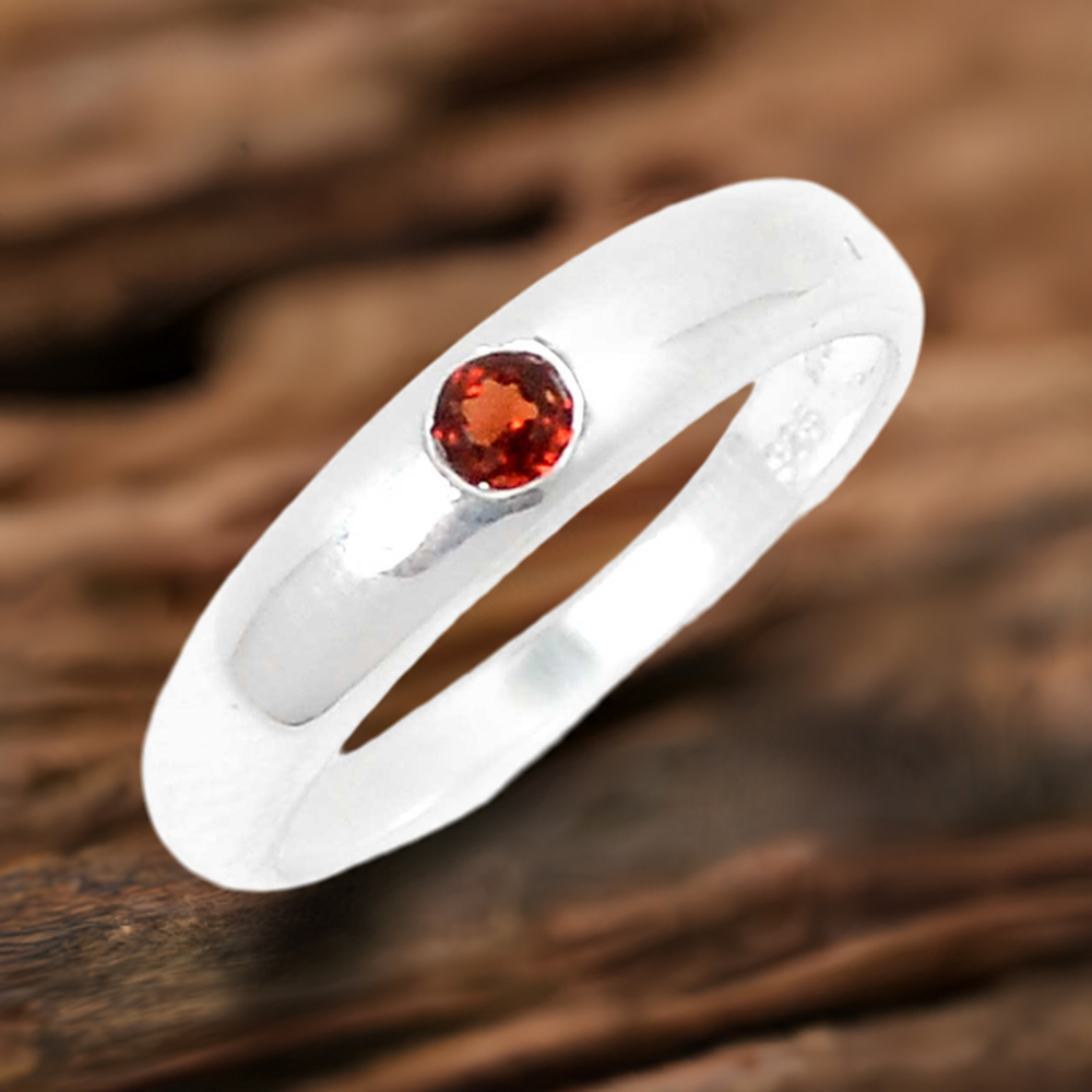 Garnet Gemstone Sterling Silver Wedding Rings 925SR081-2