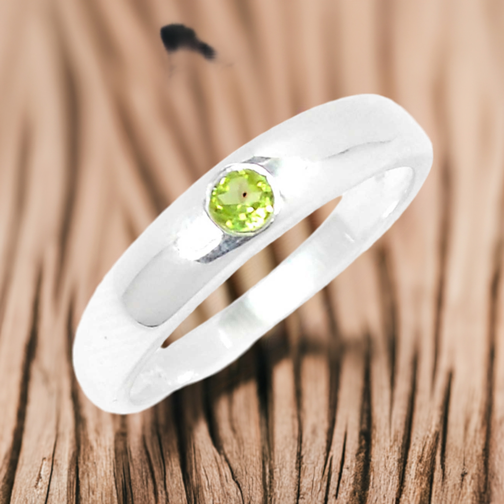 Peridot Birthstone Sterling Silver Rings 925SR081-4