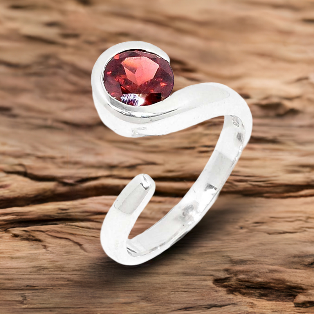 Adjustable Sterling Silver Garnet Rings For Women's 925SR083-2