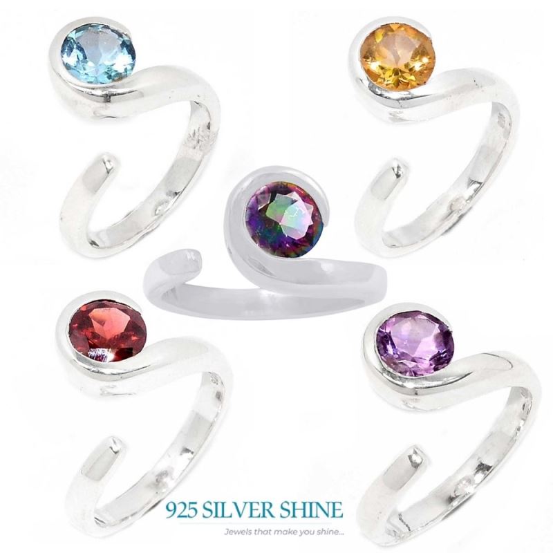 Adjustable Sterling Silver Garnet Rings For Women's 925SR083-2_1