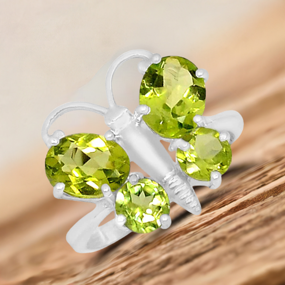Genuine Peridot Gemstone Ring In 925 Silver 925SR085-1