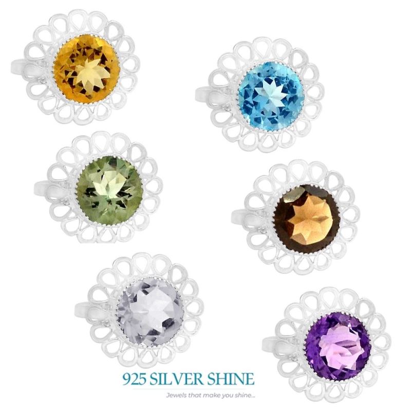 Amethyst February Birthstone Sterling Silver Rings 925SR087-6_1