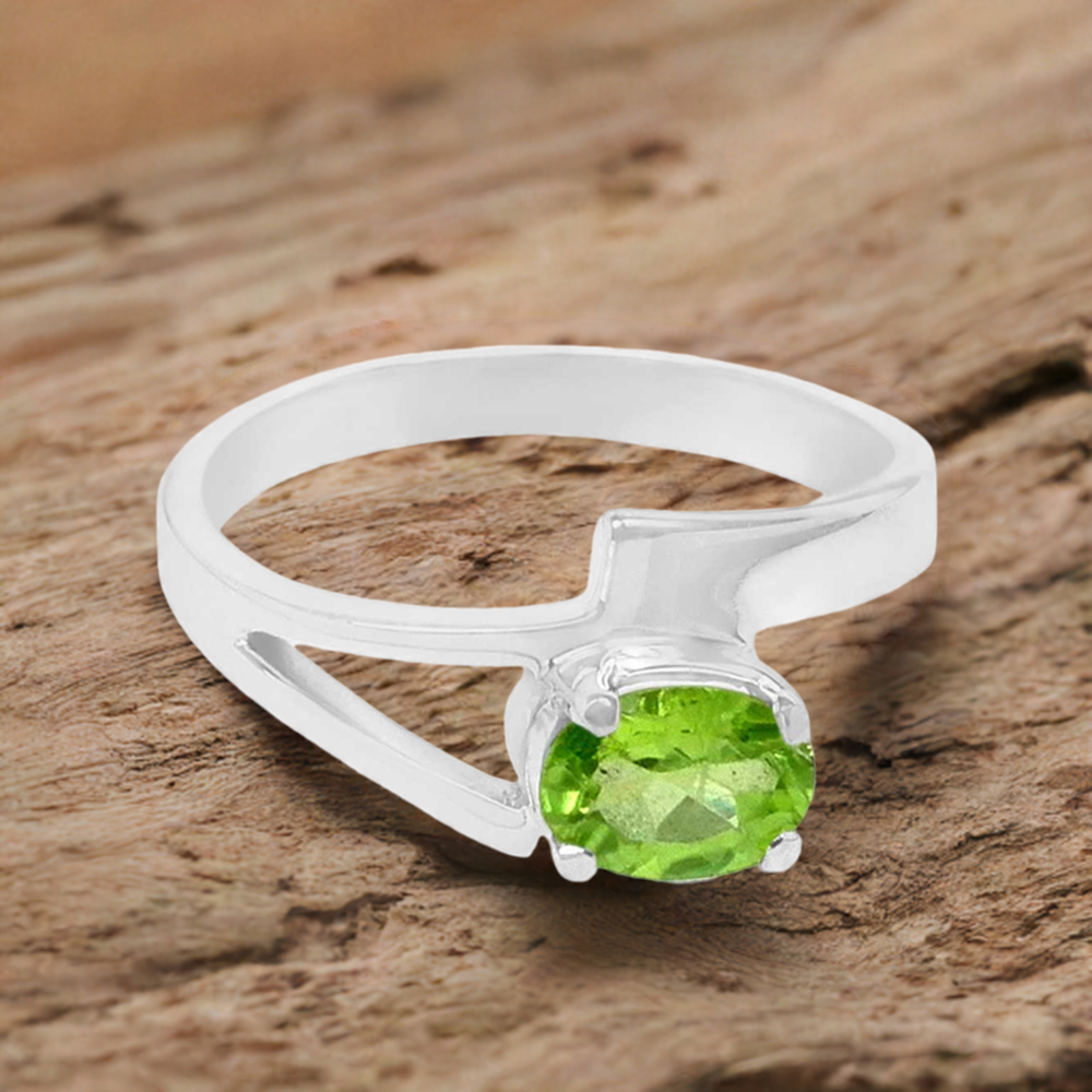 Peridot Cut Stone Sterling Silver Rings 925SR088-2