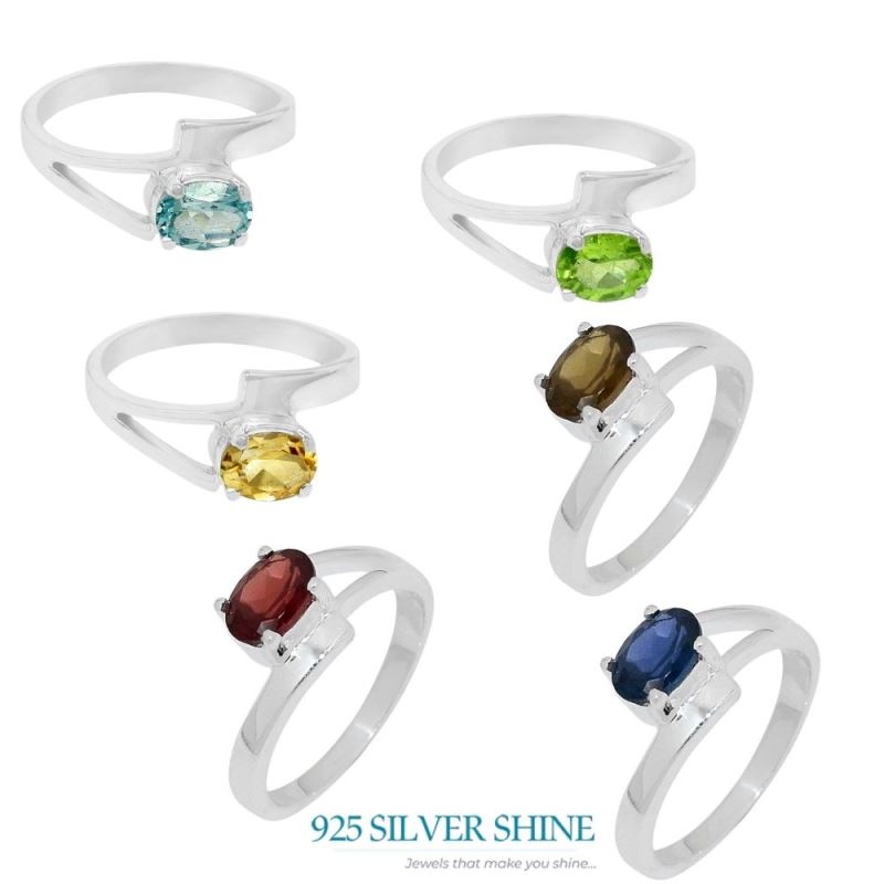 Peridot Cut Stone Sterling Silver Rings 925SR088-2_1