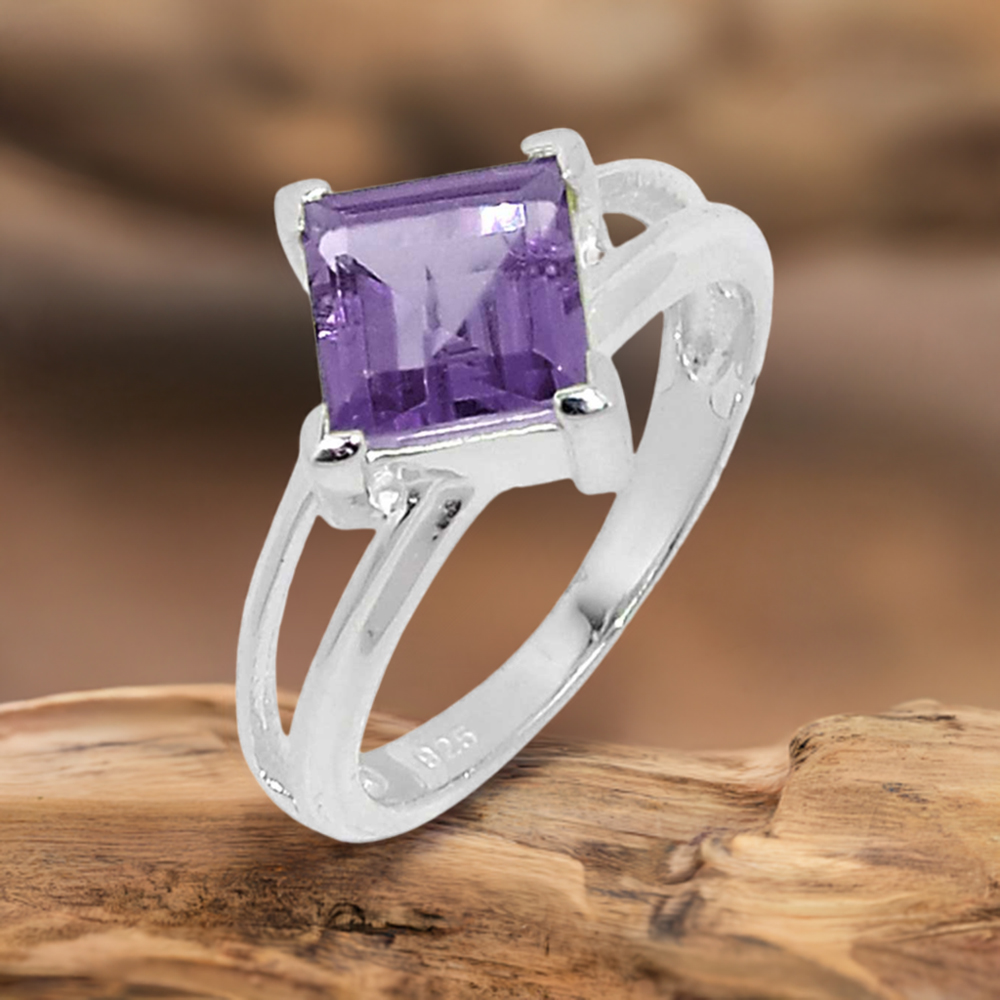 Sterling Silver Amethyst February Birthstone Rings 925SR089-1
