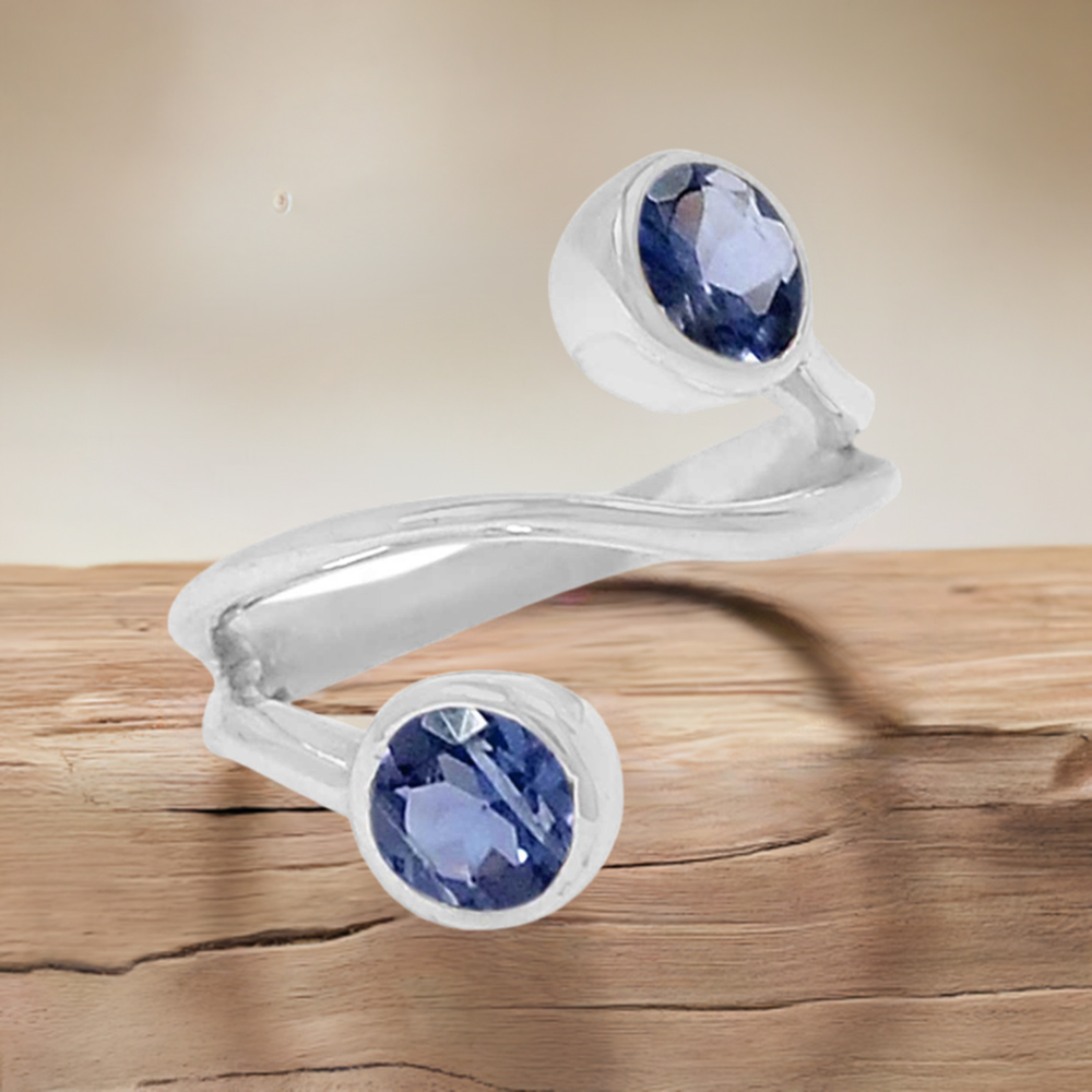Tow Iolite Gemstone Sterling Silver Rings 925SR090-3