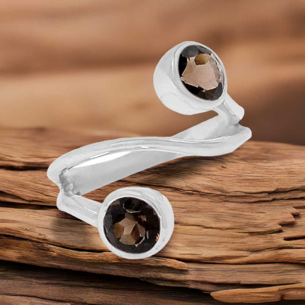 Natural Smoky Quartz Gemstone Handmade Ring In 925 Silver 925SR090-5