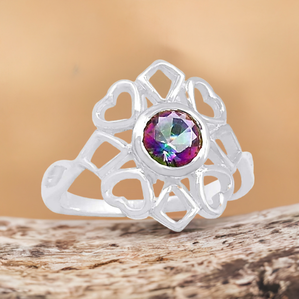 Mystic Topaz Gemstone Handmade Ring In 925 Silver 925SR091-3