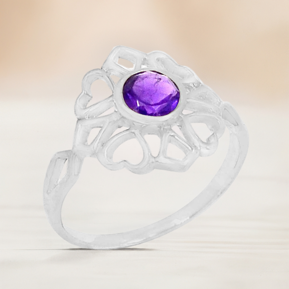 Amethyst Stone Silver anniversary Rings For Women's 925SR091-8