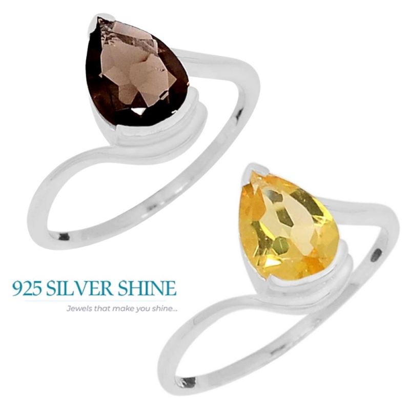 Genuine Smoky Quartz Gemstone Ring In 925 Silver 925SR092-1_1