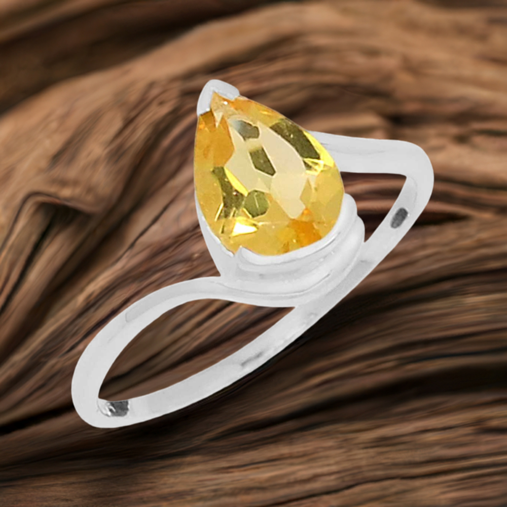Citrine Cut Stone Sterling Silver Wrap Ring 925SR092-2