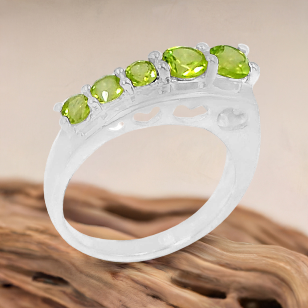 Genuine Peridot Gemstone Ring In 925 Sterling Silver 925SR093-1
