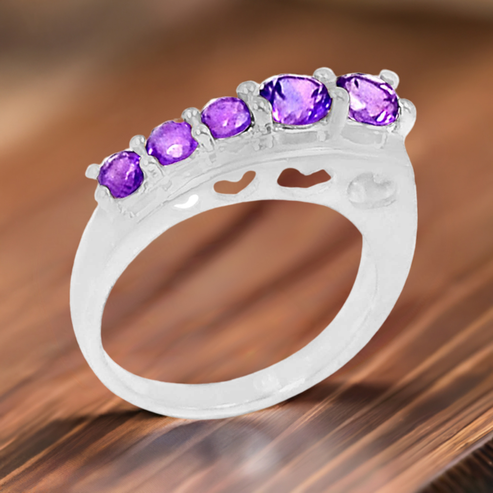 Natural Amethyst Gemstone Handmade Ring In 925 Sterling Silver 925SR093-5