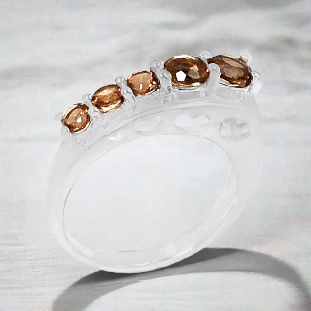 Genuine Smoky Quartz Gemstone Handmade Ring In 925 Sterling Silver 925SR093-6