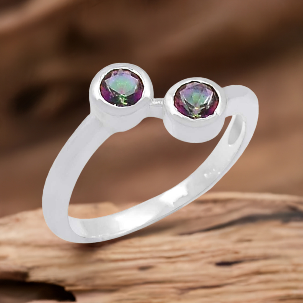 Natural Mystic Topaz Semi Precious Gemstone Ring In 925 Sterling Silver 925SR094-3