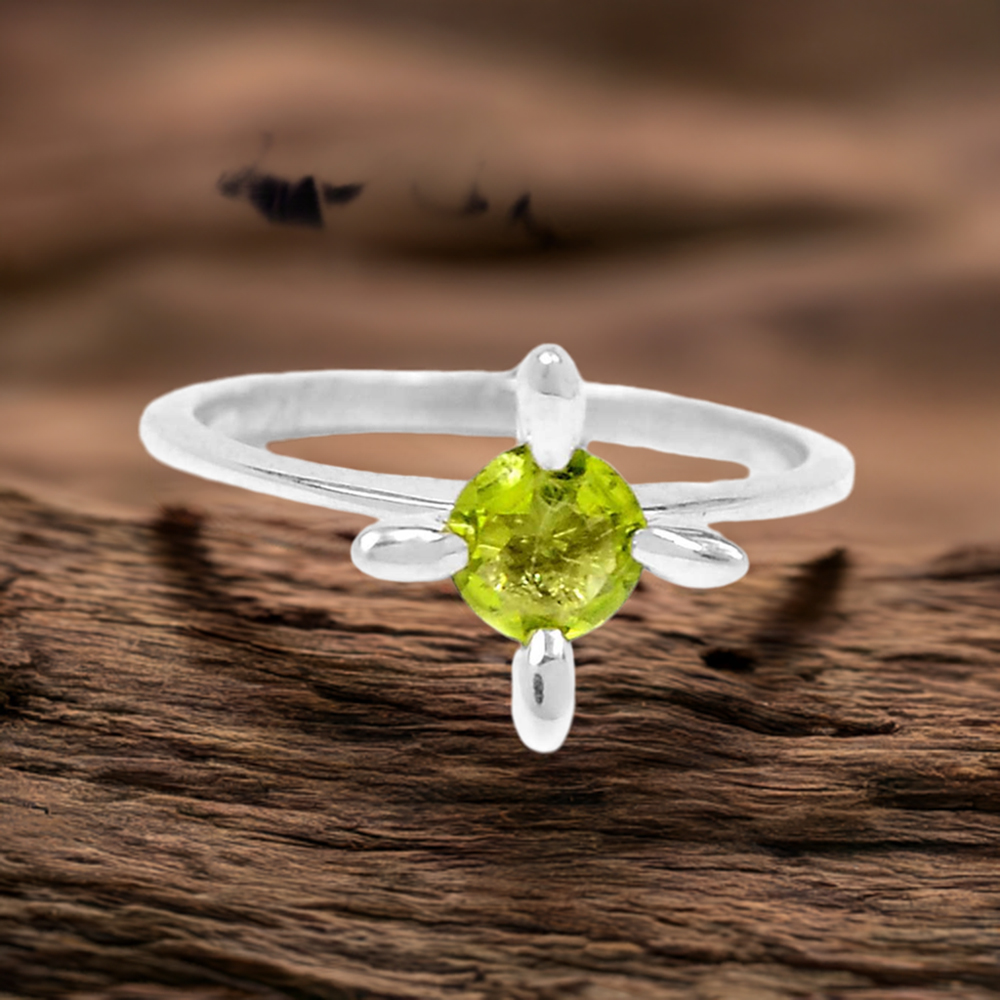 Handmade Sterling Silver Peridot Single Stone Rings 925SR095-1