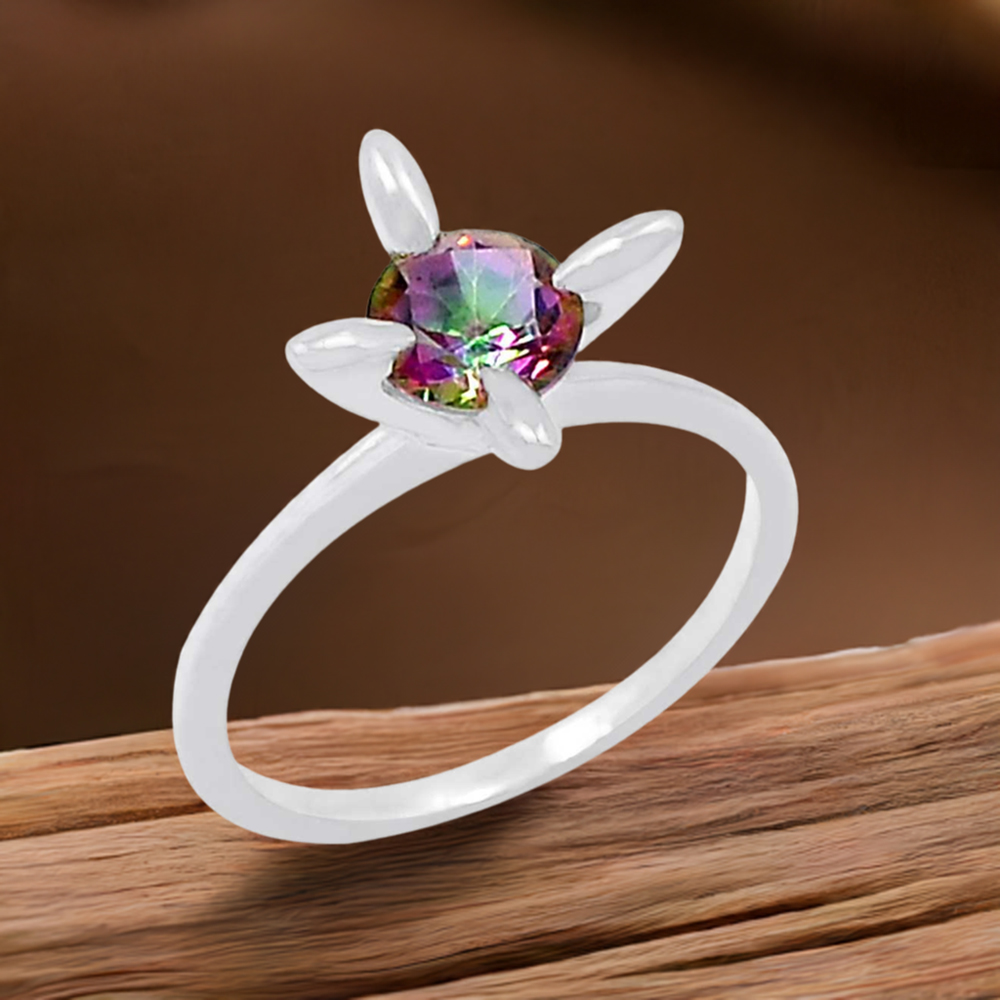 Natural Mystic Topaz Gemstone Ring In Solid Silver 925SR095-2