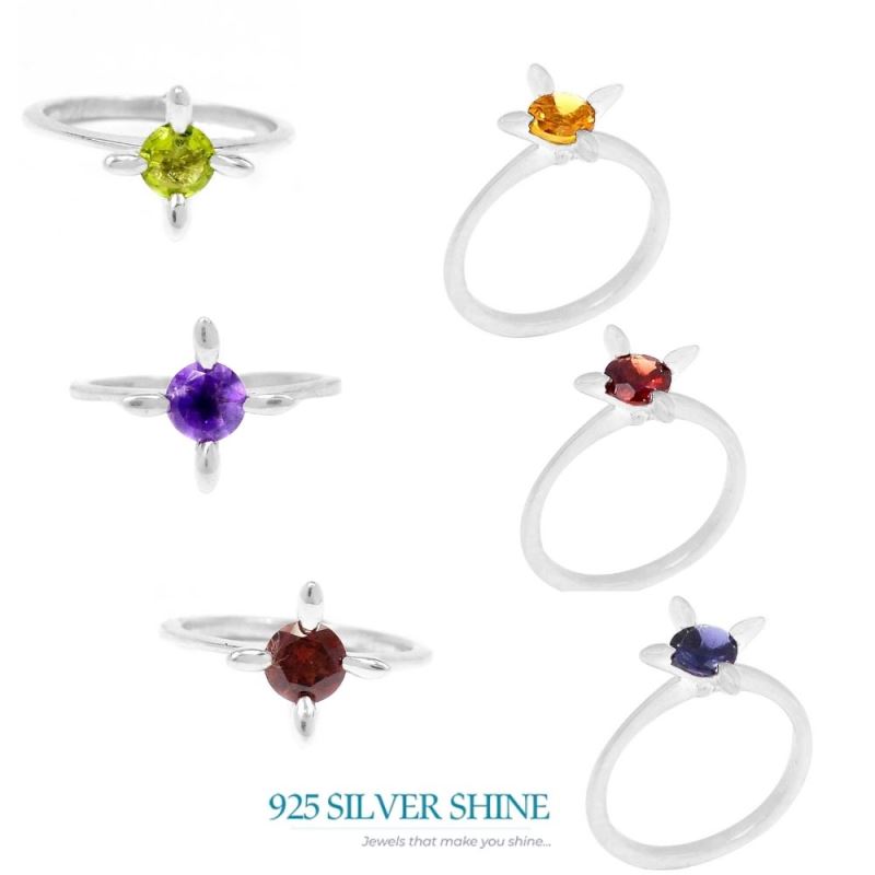 Sterling Silver Iolite Cut Stone Wedding Rings 925SR095-3_1