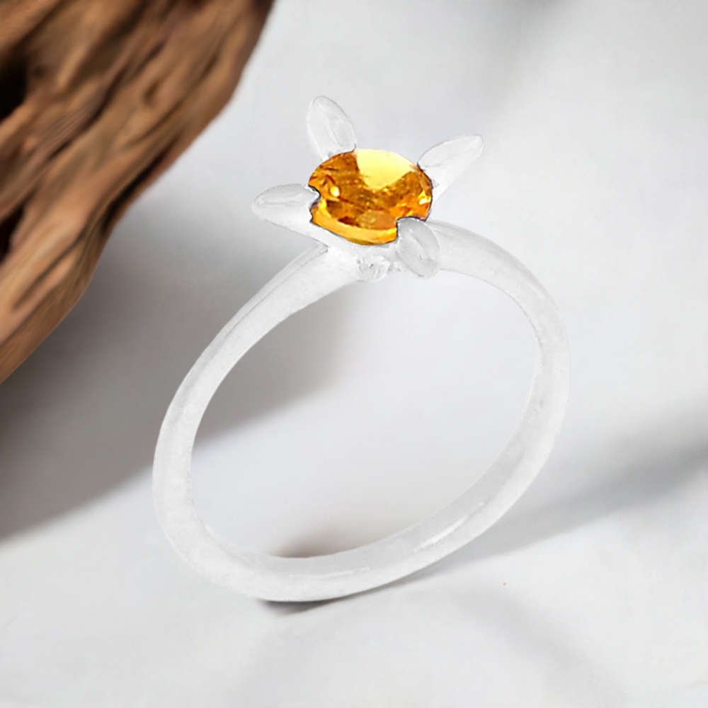 Natural Citrine Sterling Silver Wedding Rings 925SR095-5