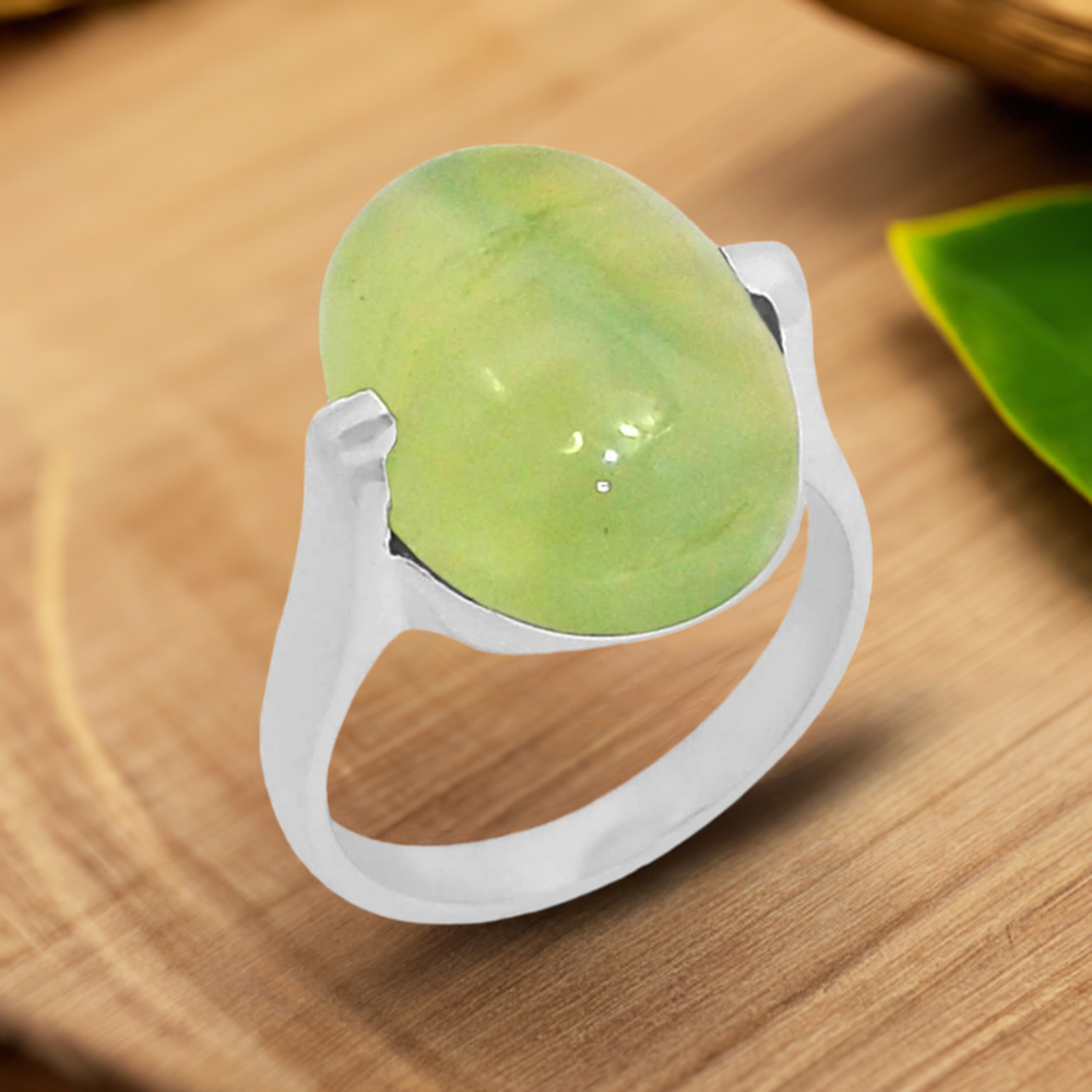 Natural Prehnite Gemstone Handmade Ring In Solid Silver 925SR096-1