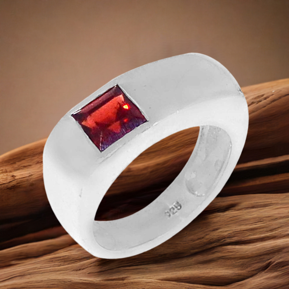 Garnet January Birthstone Sterling Silver Rings 925SR098-4