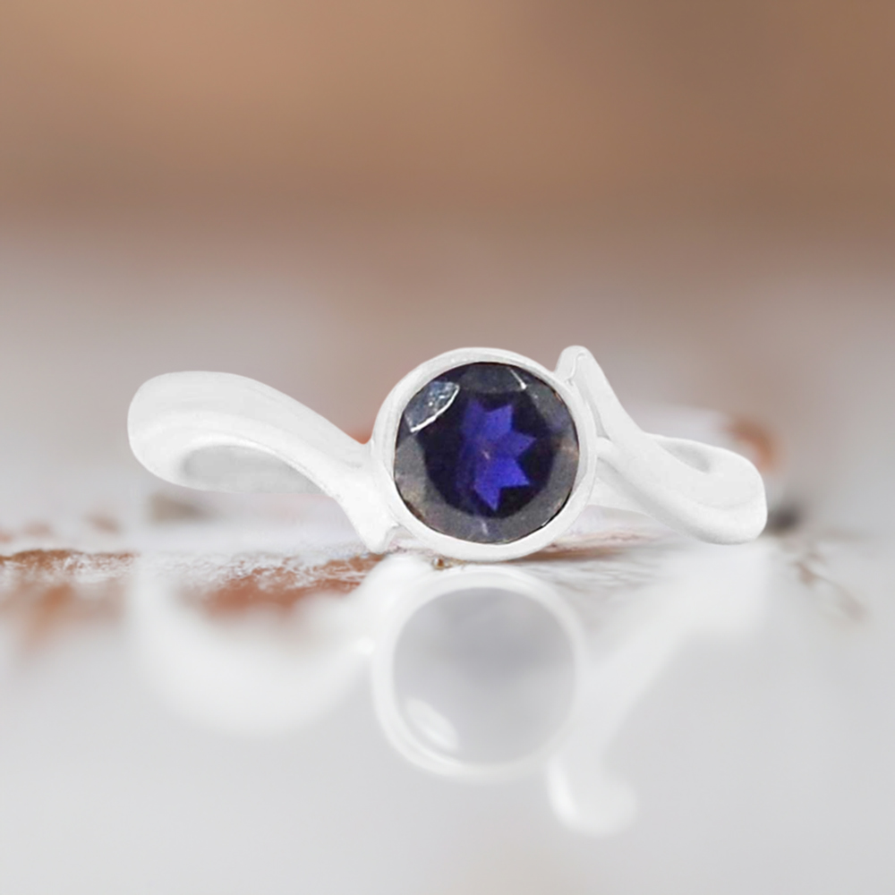 Sterling Silver Iolite Engagement Rings 925SR099-2