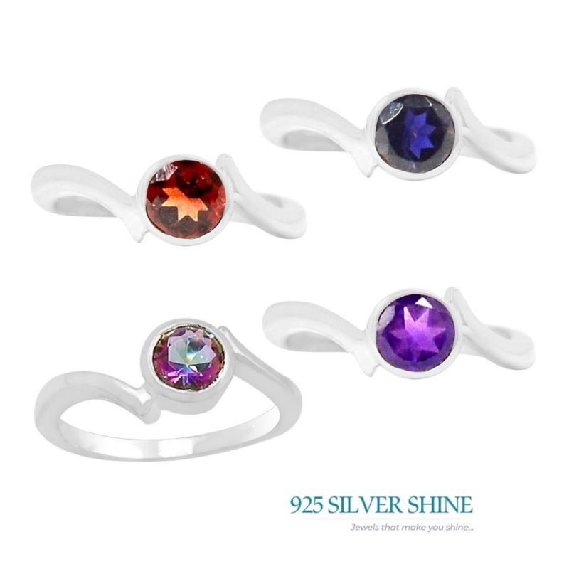 Amethyst Gemstone Women's Silver Rings 925SR099-4_0