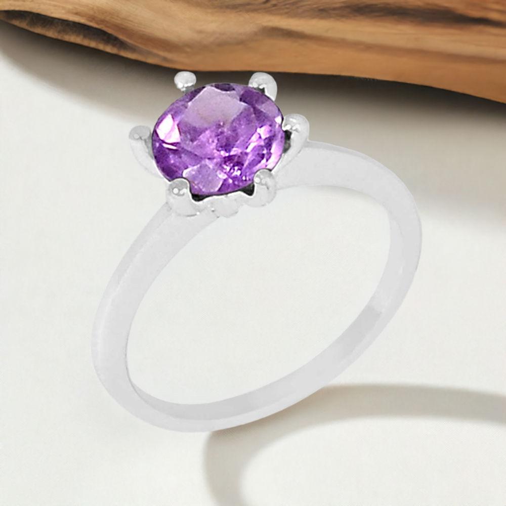 Amethyst Gemstone Sterling Silver Rings 925SR100-4