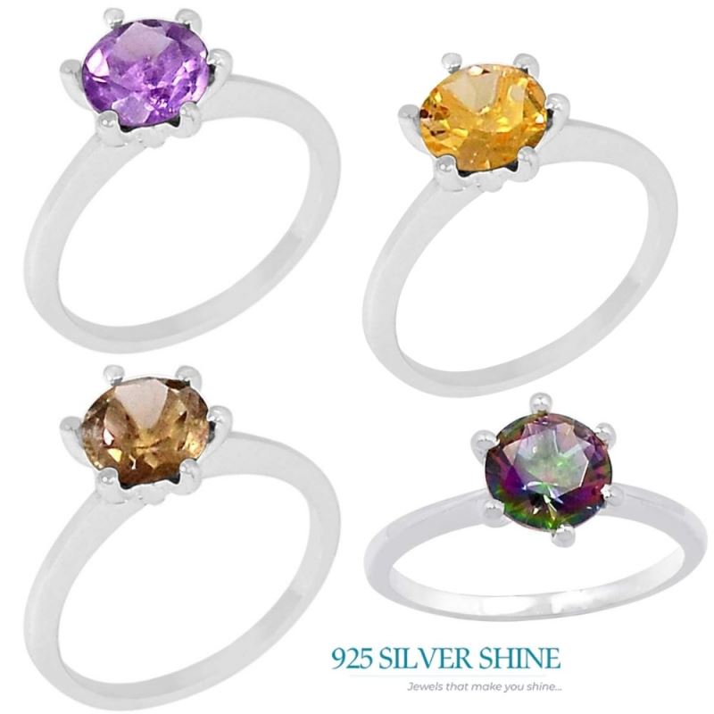 Amethyst Gemstone Sterling Silver Rings 925SR100-4_1