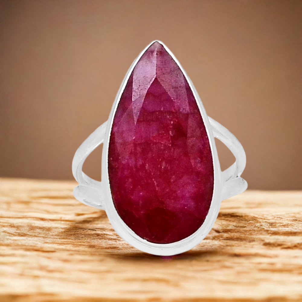 Natural Dyed Ruby Gemstone Rings In Fine 925 Sterling Silver 925SR1008