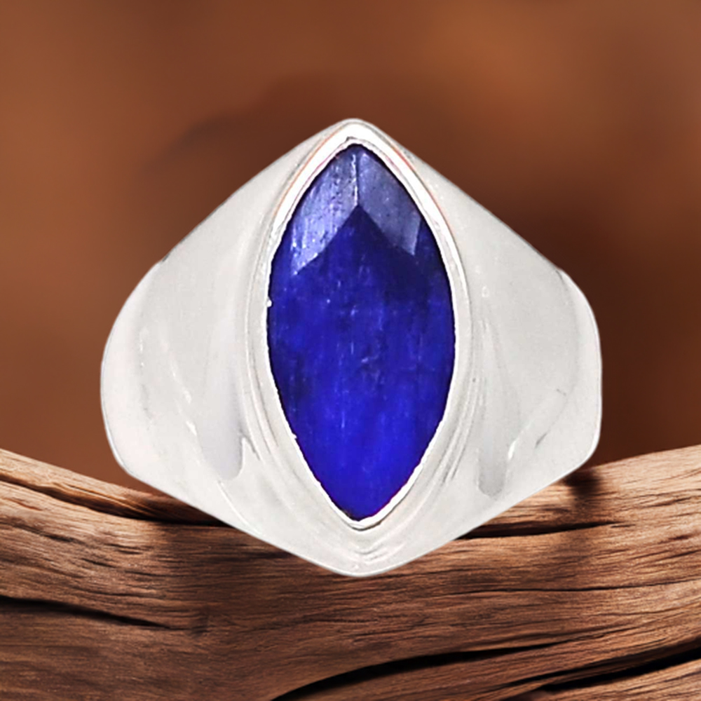 Semi Precious Blue Sapphire Gemstone Rings In Fine 925 Sterling Silver 925SR1009