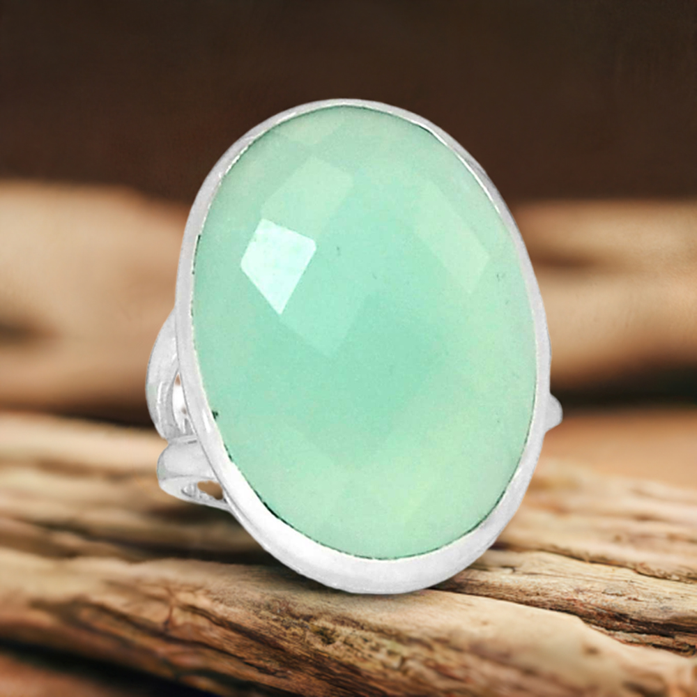925 Sterling Silver Rings In Semi Precious Chalcedony Gemstone 925SR1015