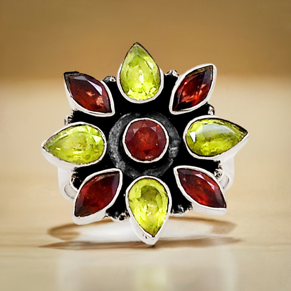 925 Sterling Silver Rings In Natural Multi Gemstone 925SR1017