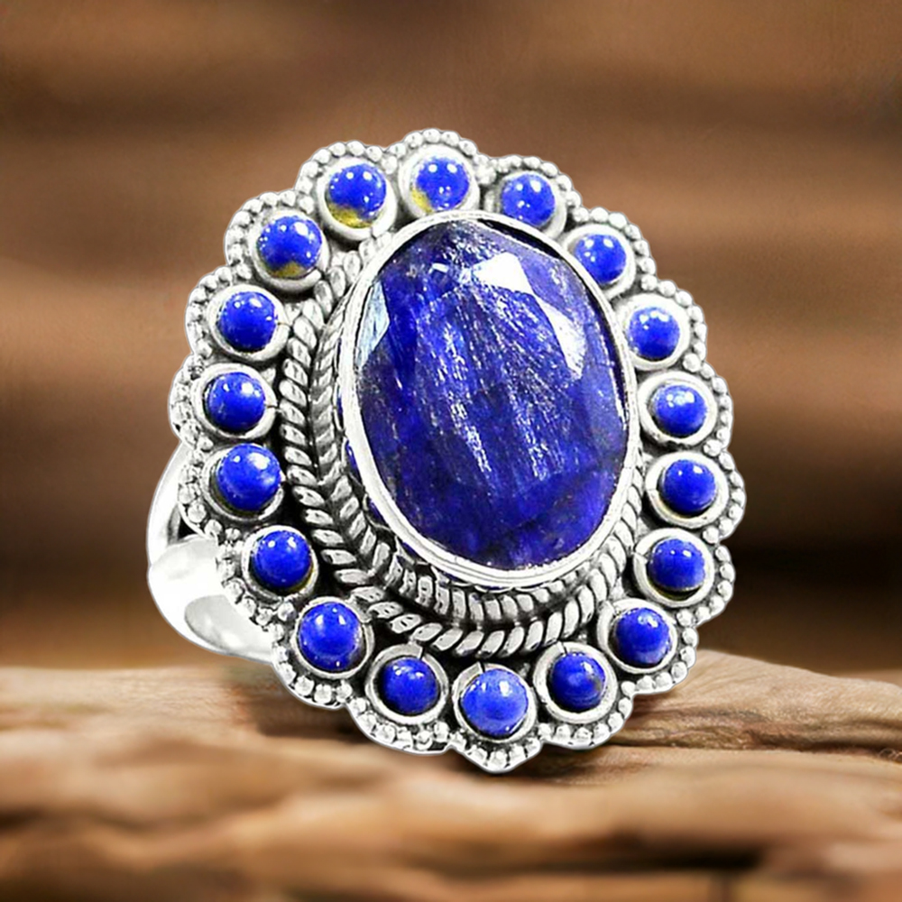 Natural Multi Gemstone Rings In 925 Sterling Silver Jewelry 925SR1029