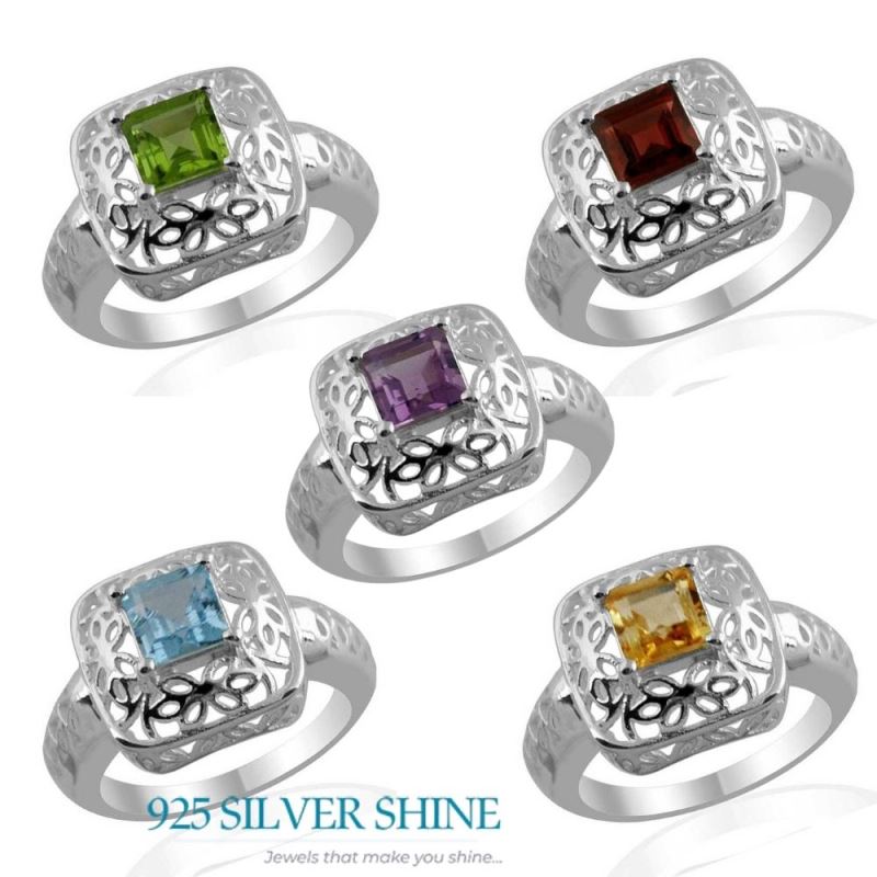 Natural Blue Topaz Gemstone Rings In 925 Sterling Silver 925SR1369_2